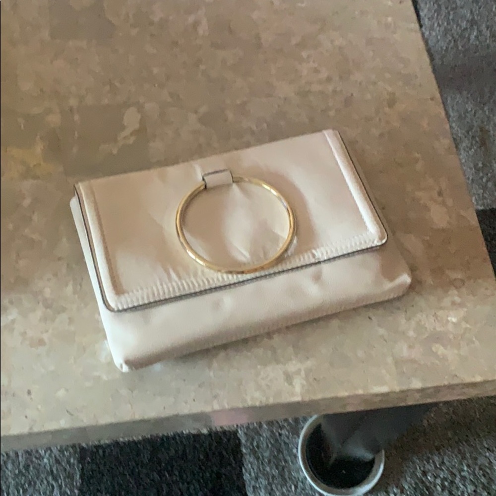 Suede beige clutch with 2 extra straps
